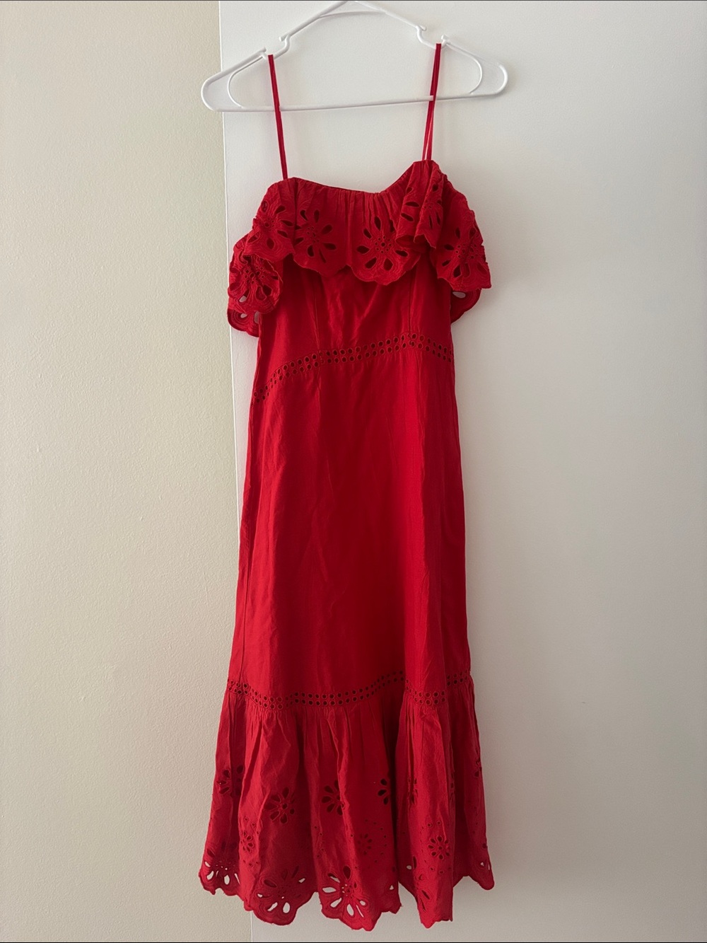 H&M Red Eyelet Maxi Dress